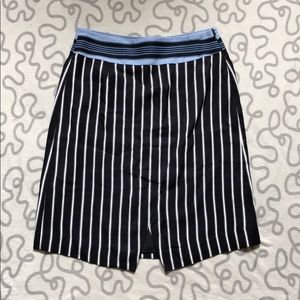 LOFT Striped Wrap Front Skirt